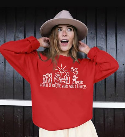 FAYALEQ Christmas Sweatshirt for Women Merry Christmas Shirt Xmas Tops - color: Red, size: Large