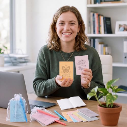 Mooliwe 24 Pcs Affirmation Notebooks Pens Bulk Gifts, Gratitude,Pastel - style: Pastel