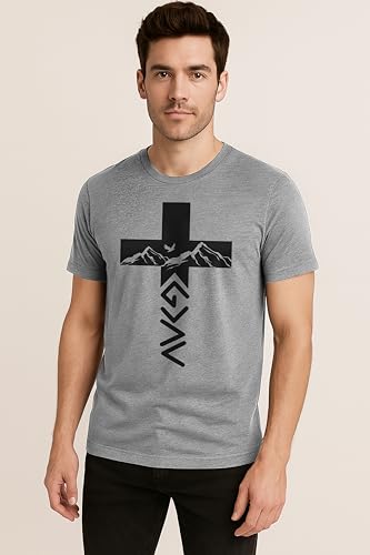 God Greater Than Highs and Lows Shirt – Inspirational Christian Faith Cross Tee - color: Light Gray, size: Medium