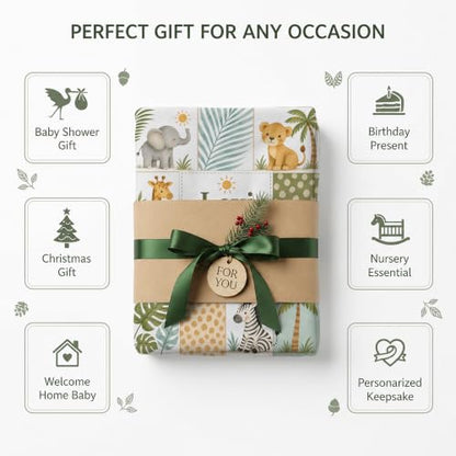 Personalized Safari Baby Blanket, Custom Jungle Animal Baby Blanket - color: Beige #7