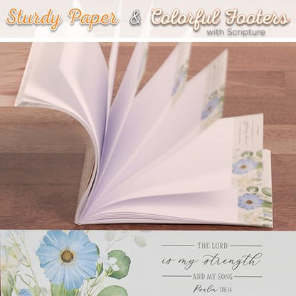 Christian Art Gifts Small Scripture Notepad for Women: Lord is My Strength - color: Blue Floral