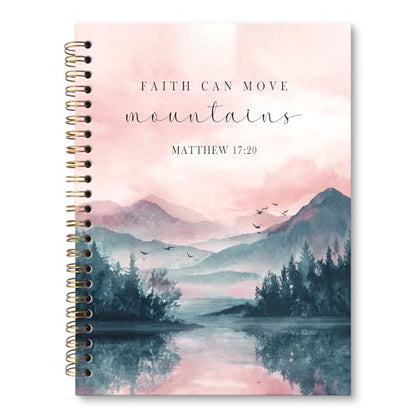 Christian Inspirational Notebook Journal, Faith Can Move Mountains Motivational Scripture Journal, Bible Verse Notebooks for Note Taking, Christian Gifts for Women Spiral Notebook 5.5x8.3 Inch - color: MATTHEW 17:20