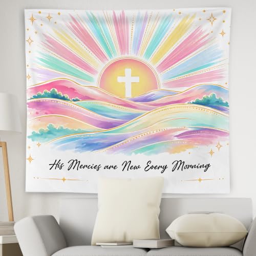 WNAGT Pastel Sun Christian Tapestry Wall Hanging 50x60 Inch - color: J