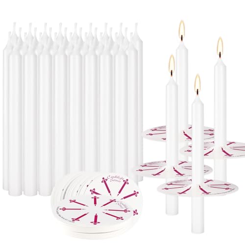 100 Pack 4 Inch White Church Taper Candles with Drip Protectors - color: white-4"100pcs