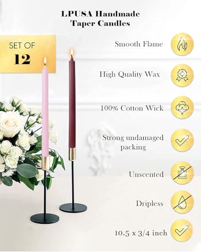 Red Taper Candles Driples Candlesticks Tapered Candles Ideal as Dinner Candle Smokeless and Unscented Long Burning 10.5 inch，Set of 12 - color: Ribbed10.5''-Gradient Red