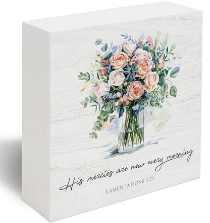 Lamentations 3:23 Bible Verse Sign, Christian Birthday Gifts for Women - color: White04