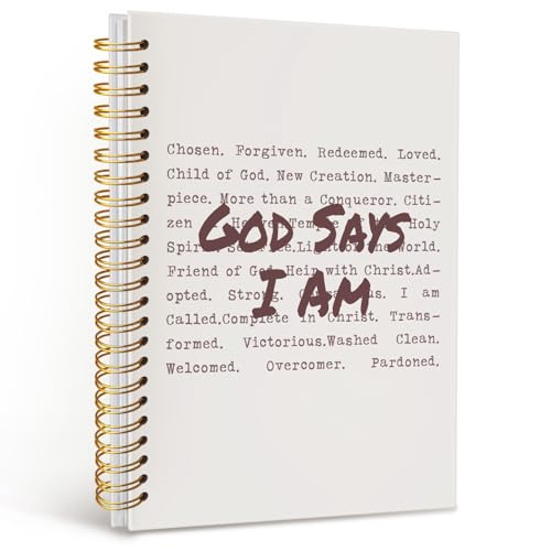 CFFJLHN God Says I Am Christian Notebook, Journal for Bible Study, Christian Gift For Women, God Says I Am Prayer Journal, Scripture Hardcover Spiral Notebook 5.5x8.3 in - color: 8