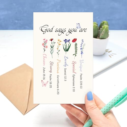 Christian Encouragement Card for Women Her, Inspirational Bible Verse Card with Floral, Christian Gift for Birthday, Graduation, Faith Milestones & Church Fellowship Occasions - color: Encouragement