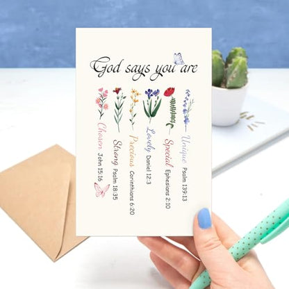 Christian Encouragement Card for Women Her, Inspirational Bible Verse Card with Floral, Christian Gift for Birthday, Graduation, Faith Milestones & Church Fellowship Occasions - color: Encouragement