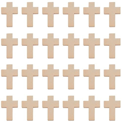 SUNNYCLUE 100Pcs White Cross Charms Bulk Natural Wood Cross Beads Mini Small Cross Bead Charm Rosary Crucifix Pocket Crosses Easter Holiday Christmas Charms for Jewelry Making Charms DIY Supplies - color: 100pcs Wood Color 22x15mm