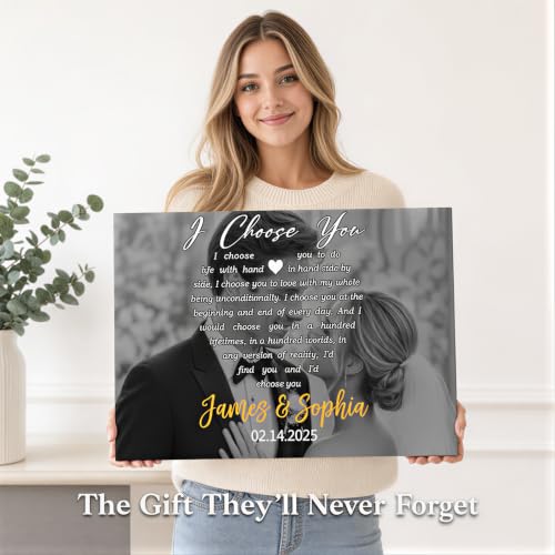 Ipplee Custom Canvas Print with Your Photo, I Choose You for Couple - color: Design 02