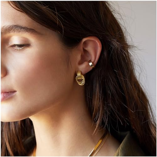 14K Gold Earring Cross Waterdrop Butterfly Heart Knot Earrings for Women Gold Silver Cross Leverback Drop Gold Silver Teardrop Hoop Dangle Earring White Gold Dangle Drop Earring - color: Gold-Statement Knot Dangle Earring