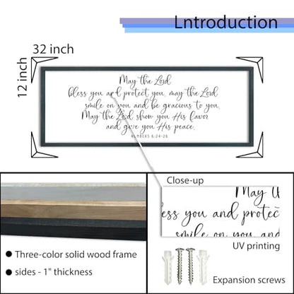 FZMHASLWW Christian Wall Art Numbers 6:24-26, Black, 32"×12" - color: Numbers 6:24-26 Scripture (Black), size: 32"L x 12"W