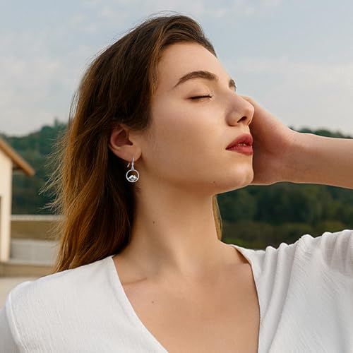 Mountain Mustard Seed Earrings for Women 925 Sterling Silver Lotus/Cross Dangle Drop Earring Christian Jewelry Outdoor Birthday Graduation Gifts - style: Mountain Moss Agate
