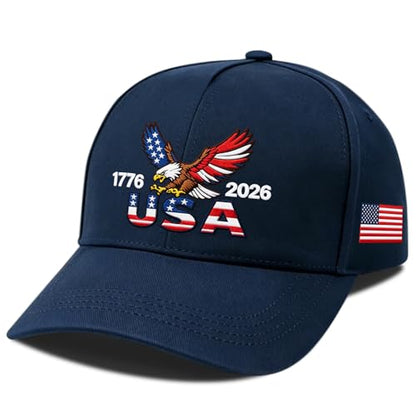 250th Anniversary USA Hat,Adjustable Embroidered Patriotic Baseball Cap,250 Year American Anniversary Merchandise for Unisex - color: T