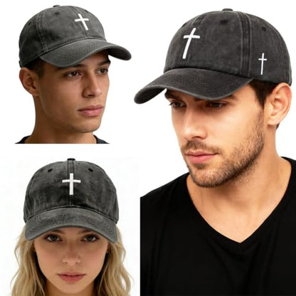 Black Baseball Cap Snapback hat for Men Snap Pack Hip Hop Mens Hat - color: Embroidered Cross 1
