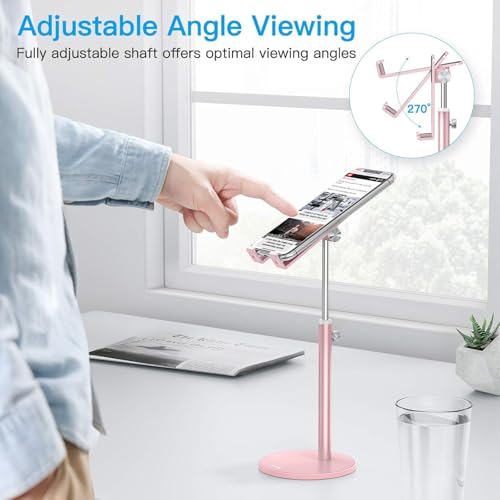 OMOTON CA04 Aluminum Tablet Phone Stand, Adjustable Desk Stand Rose Gold - color: rose gold
