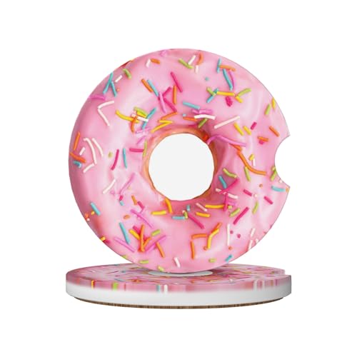 Colorful Donut Pink Car Cup Holder Coasters 2 Pack 2.63" for Women - color: Pink