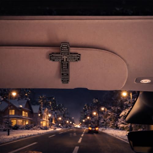 Christian Visor Clip Cross for Car, Drive Safe Religious Accessories, Black - color: Black