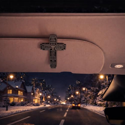 Christian Visor Clip Cross for Car, Drive Safe Religious Accessories, Black - color: Black