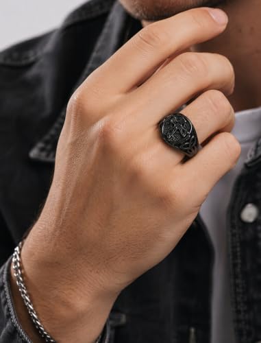 Men's Stainless Steel Celtic Cross Ring - color: Black