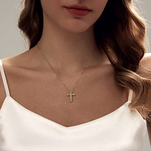 Luxval Cross Necklace for Women -Dainty 14K Gold Plated Cross Necklace Layered Gold Cross Necklace Cross Choker Necklace Gold Cross Necklaces for Women Trendy Gold Jewelry Gifts for Women - color: Gold-Classical Cross