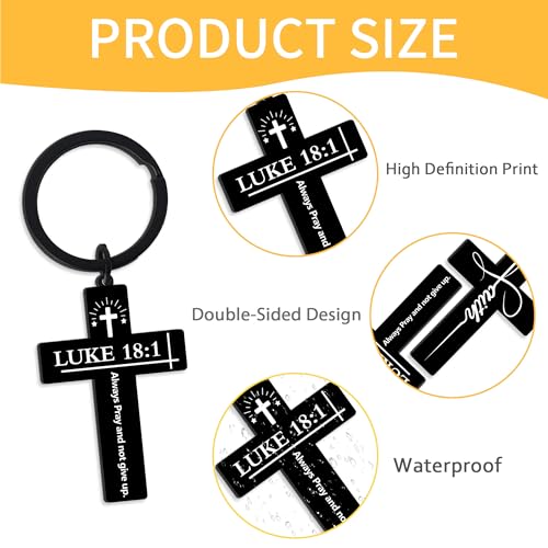 CRASHOT Inspirational Bible Verse Cross Keychain, Religious Christian Birthday Baptism Graduation Gift for Father Men Boy - color: Bible919
