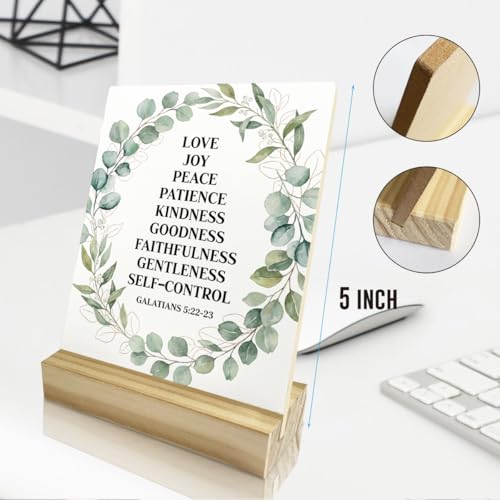 Fruit Of The Spirit Decor,Christian Desk Decor，Faith Based Gifts for Women,Inspirational Wooden Plaque Sign Bible Verse Decoration for Home Office Shelf Decor - color: Love Joy Peace Patience Kindness Goodness Faithfulness Gentleness Self-Control Galatian