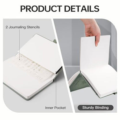 EMSHOI Dotted Journal Notebook, 192 Pages, A5 Size (5.7'' x 8.3'') - color: Light Green, style: Dotted