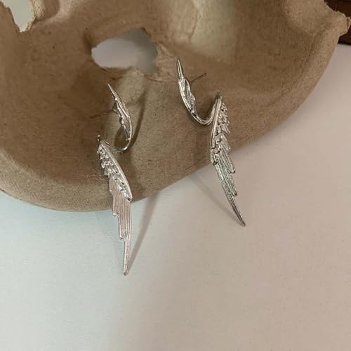 Long Angel Feather Wing Earrings Drop Dangle Stud for Women Girls S925 Sterling Silver Post Wedding Party Accessories Earring Guardian Angle Dangling Earrings for Mom Valentine's Day Gifts Girlfriend