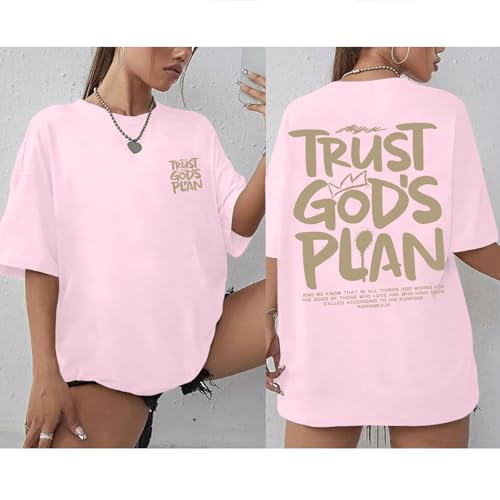 Christian Shirts for Women God Faith Shirt Jesus Oversized Religious Tees Bible Verse Tee Graphic Inspirational Tops - color: Pink, size: XX-Large