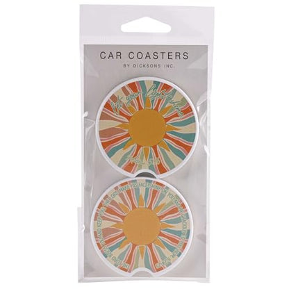 Dicksons Inspirational Christian Car Coaster for Cup Holder, Cute Religious Auto Accessory for Women 2.75 x 2.75 Inch Absorbent Ceramic Let Your Light Shine Pack of 2