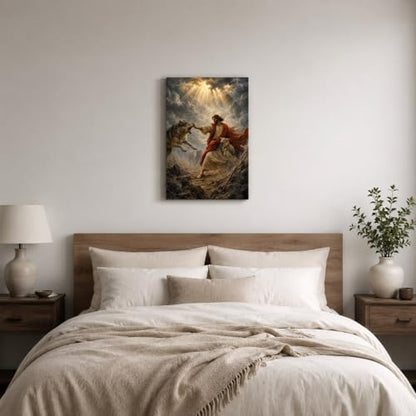 Montserrat Abbey Jesus Good Shepherd Canvas Wall Art, 11.8 x 15.7 Inch