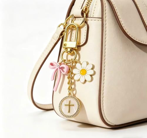 Christian Bag Charm Cross Keychain Purse Charms for Handbags Tote Bags