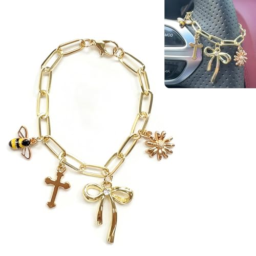 Cross Steering Wheel Charm Daisy Bee Bow Car Jewelry Interior Decor - color: Bow Bee