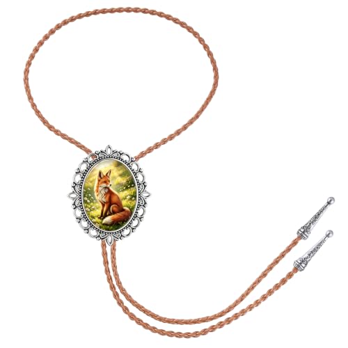 GelConnie Gothic Bolo Tie for Men Women 3D Art Western Cowboy Necktie - color: Fox Grass Bolo Tie