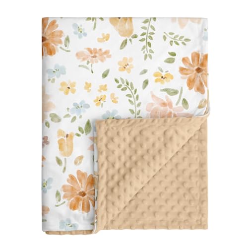 Fleece Baby Blankets for Girls & Boys, Infant Toddler Blanket - color: Pinkish-orange Floral