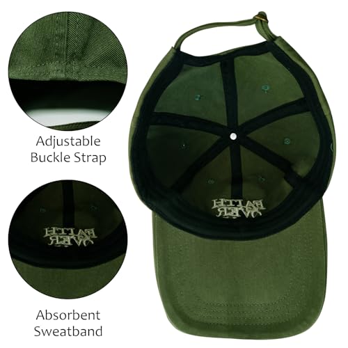 Faith Over Fear Hat for Men Women Embroidered Adjustable Cotton Christian Jesus Religious Faith Baseball Cap - color: Army Green