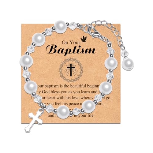 Cross Bracelets First Communion Gifts, Confirmation Gifts, Christening Gifts, Baptism Gifts for Teenage Boys - style: Baptism