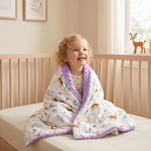 Fleece Baby Blankets for Girls & Boys, Infant Toddler Blanket - color: Purple Deer