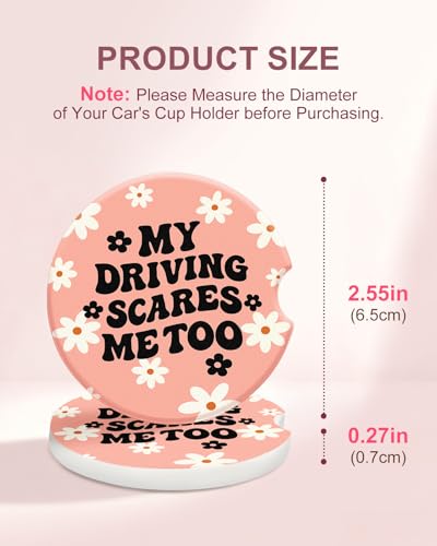 Swooflia 2 Pack Absorbent Ceramic Car Coasters for Women - color: Pink