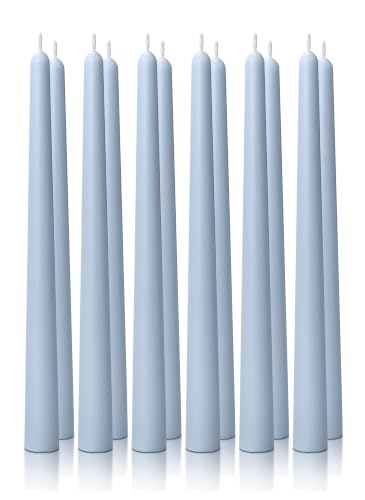 12PK 10" Classic Taper Candles, Dusty Blue, 7-8 Hours Long Burning, Unscented Tall Candlesticks - color: Dusty Blue, size: 12PK
