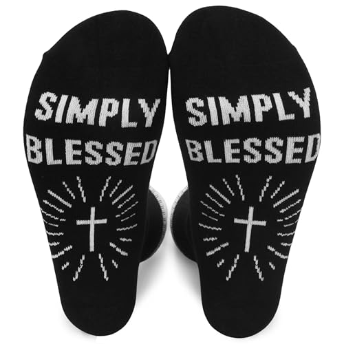 Christian Socks-Simply Blessed-Faith Based Novelty Socks for Men and Women-Inspirational Gifts for Church, Bible Study, Birthday, Christmas, Easter and More.(055)