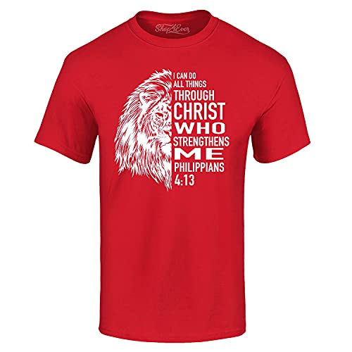 shop4ever I Can Do All Things Through Christ Philippians 4:13 T-Shirt - color: Red, size: 4X-Large