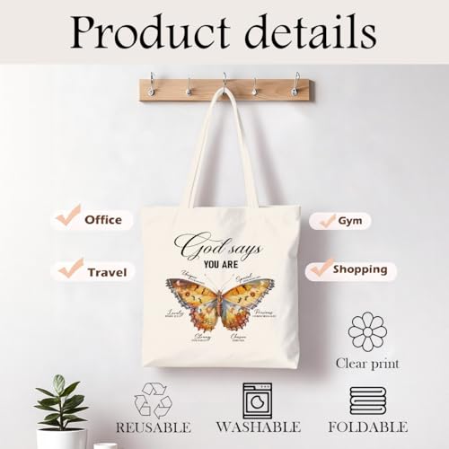 Christian Canvas Tote Bag for Women, Inspirational Faith Shoulder Bag - color: God 05