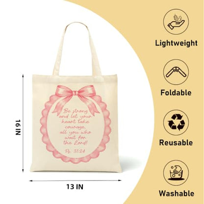 Christian Gifts for Women, Canvas Tote Bag, Faith Gifts for Women Girl Sister Inspirational Religious Gift Birthday - color: Pink Coquette 918