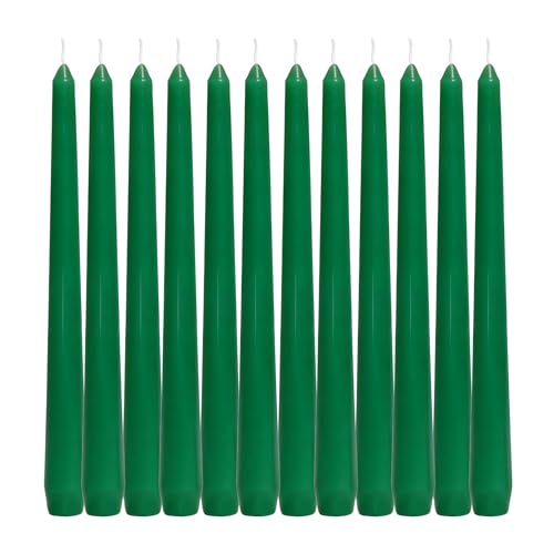 12 Pack Green Taper Candles丨Taper Candles 10 Inch Dripless丨Unscented & Smokeless Candlesticks Bulk丨7-8 Hours Long Burning Tall Candles丨Ideal for Christmas Weddings Parties Dinner - color: Green, size: 12 Pack Taper Candle