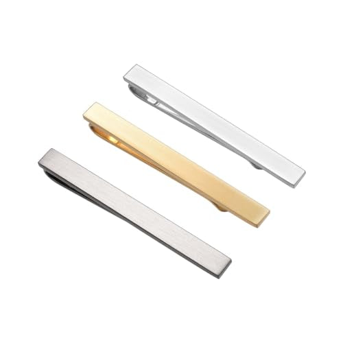 3Pcs Skinny Tie Clip Set Fancy Tie Clips For Men Unique - color: Brushed 3 Colors Set
