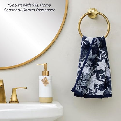 SKL Home Seasonal Stars Hand Towel Set-2pc, 100% Cotton Jacquard, Navy - color: Seasonal Stars