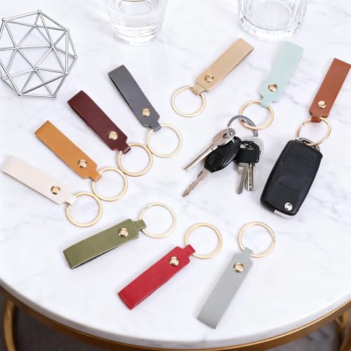 120 PCS PU Leather Keychain Blanks Bulk with Key Rings, Leather Key Fob Kit - color: 100 pcs